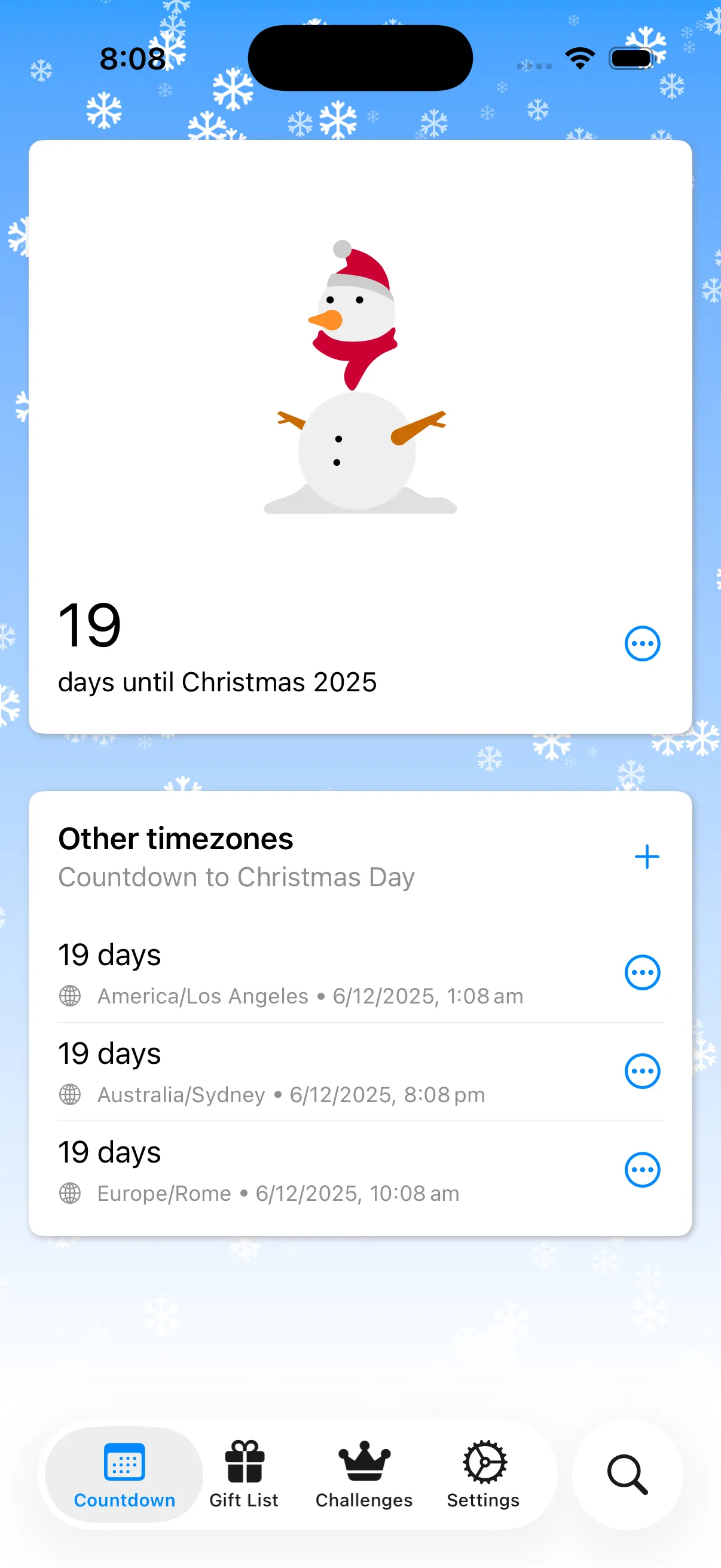 Screenshot of Christmas Planner app